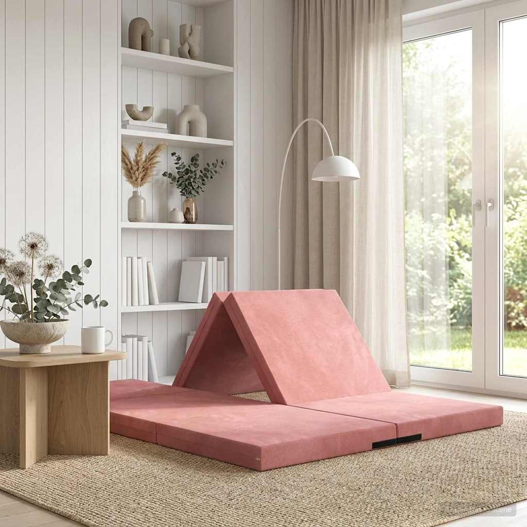 vidaXL Κρεβάτι Καναπέ Αναδιπλούμενο 140 x 67 x 15 εκ Ροζ