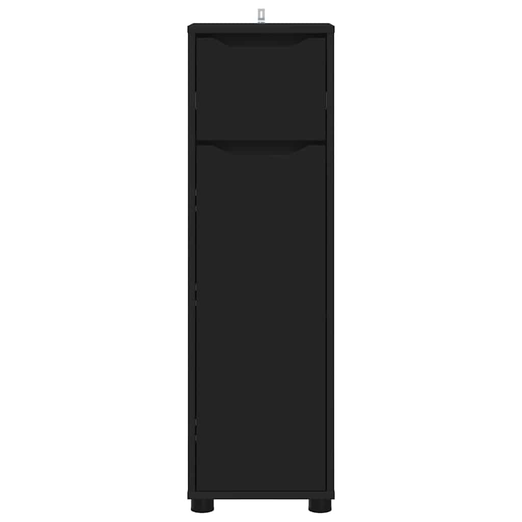 vidaXL Ντουλάπι Μπάνιου Μαύρο 30,5 x 30 x 101 εκ Επεξεργασμένο ξύλο