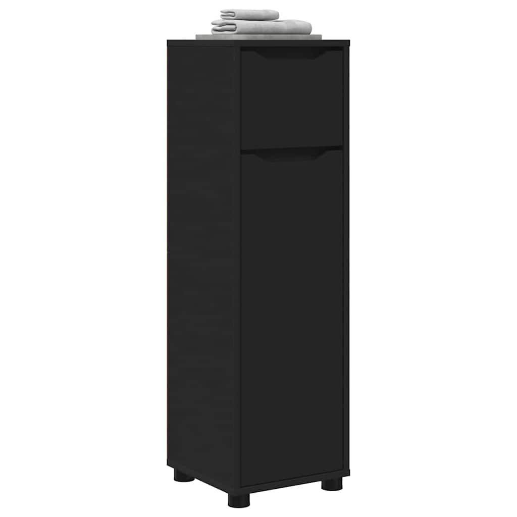 vidaXL Ντουλάπι Μπάνιου Μαύρο 30,5 x 30 x 101 εκ Επεξεργασμένο ξύλο