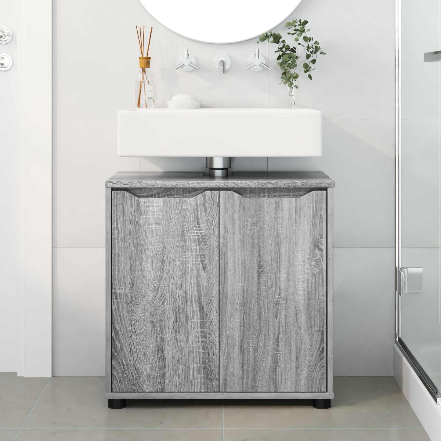 vidaXL Ντουλάπα νιπτήρα μπάνιου Γκρίζο Σονομα 60 x 30 x 60 cm