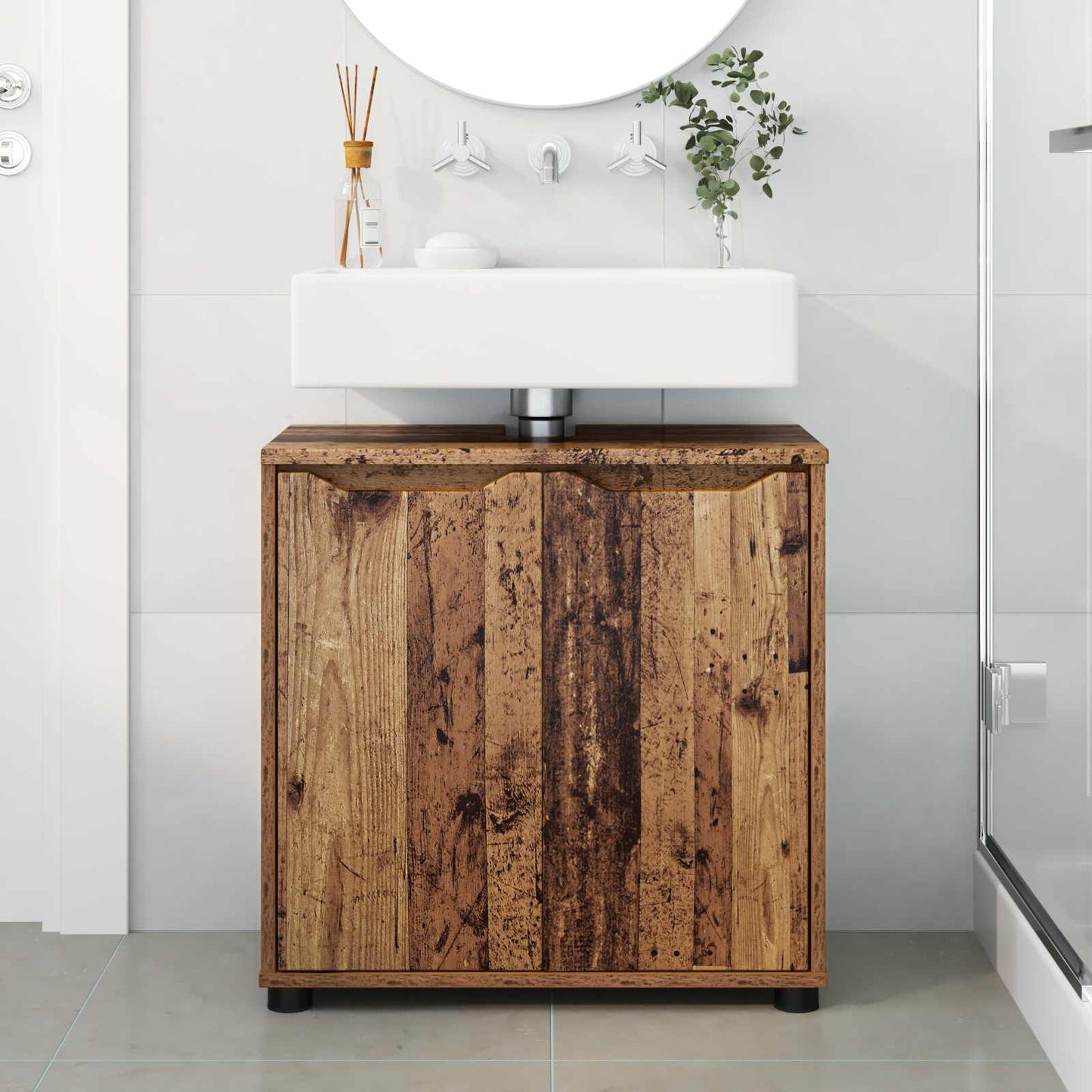 vidaXL Ντουλάπα νιπτήρα μπάνιου Παλιό Ξύλο 60 x 30 x 60 cm