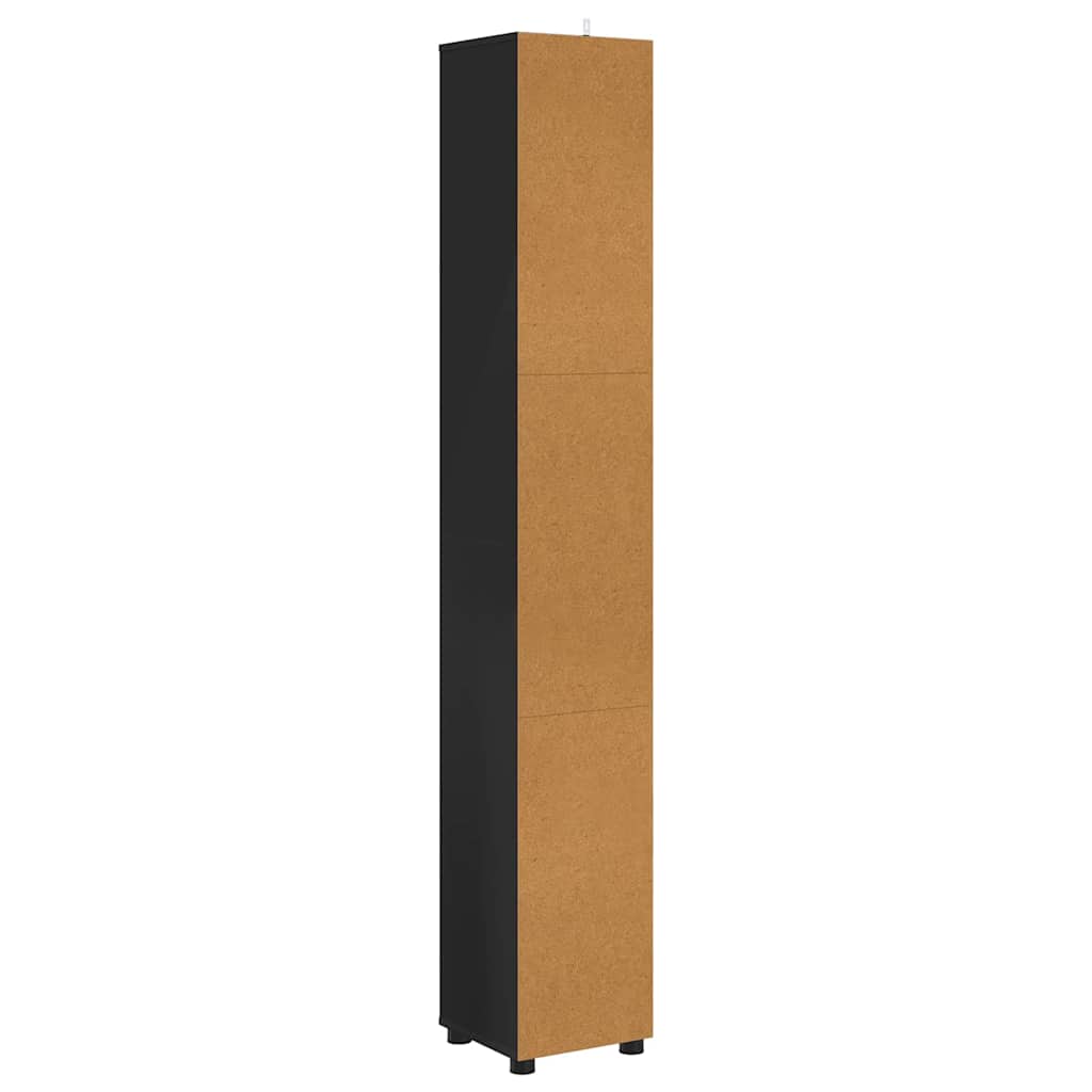 vidaXL Ντουλάπι Μπάνιου Μαύρο 30,5 x 30 x 195 εκ Επεξεργασμένο ξύλο