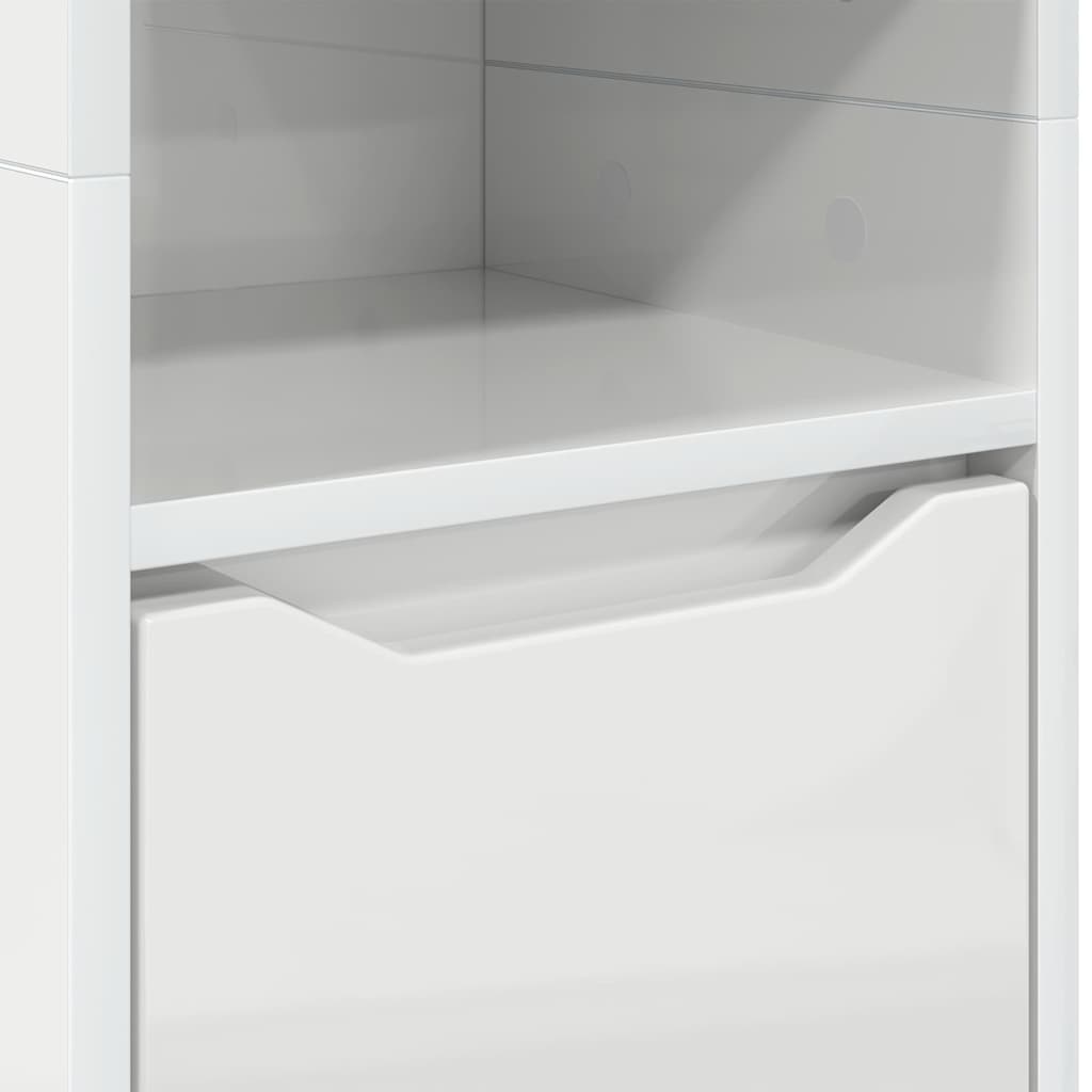 vidaXL Ντουλάπι Μπάνιου Υψηλής γυαλάδας λευκό 30,5 x 30 x 195 εκ