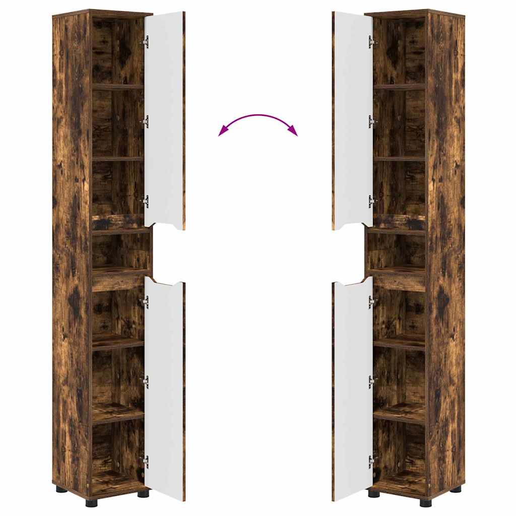 vidaXL Ντουλάπι Μπάνιου με ράφι Καπνιστό Δρύς 30,5 x 30 x 195 εκ