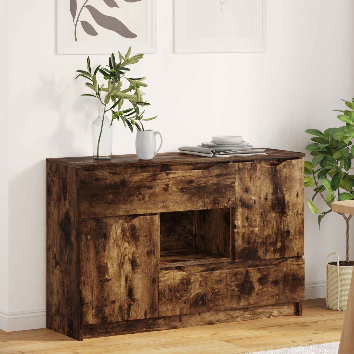 vidaXL Πλαϊνό γραφείο Καπνιστό Δρύς 100 x 30 x 65,6 Επεξεργασμένο ξύλο