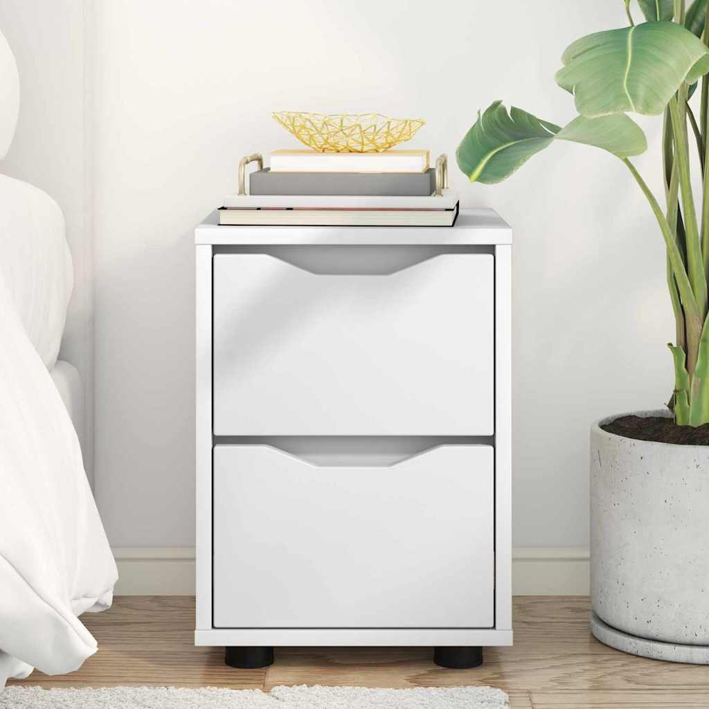 vidaXL Κομοδίνο με συρτάρι Λευκό 30,5 x 30 x 43 εκ Επεξεργασμένο ξύλο