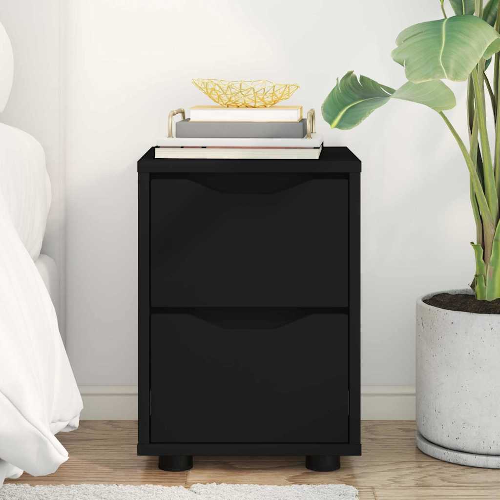 vidaXL Κομοδίνο με συρτάρι Μαύρο 30,5 x 30 x 43 εκ Επεξεργασμένο ξύλο