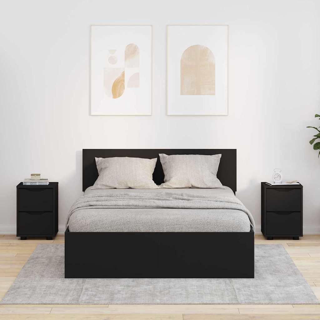 vidaXL Κομοδίνα 2 pcs Μαύρο 30,5 x 30 x 43 εκ Επεξεργασμένο ξύλο