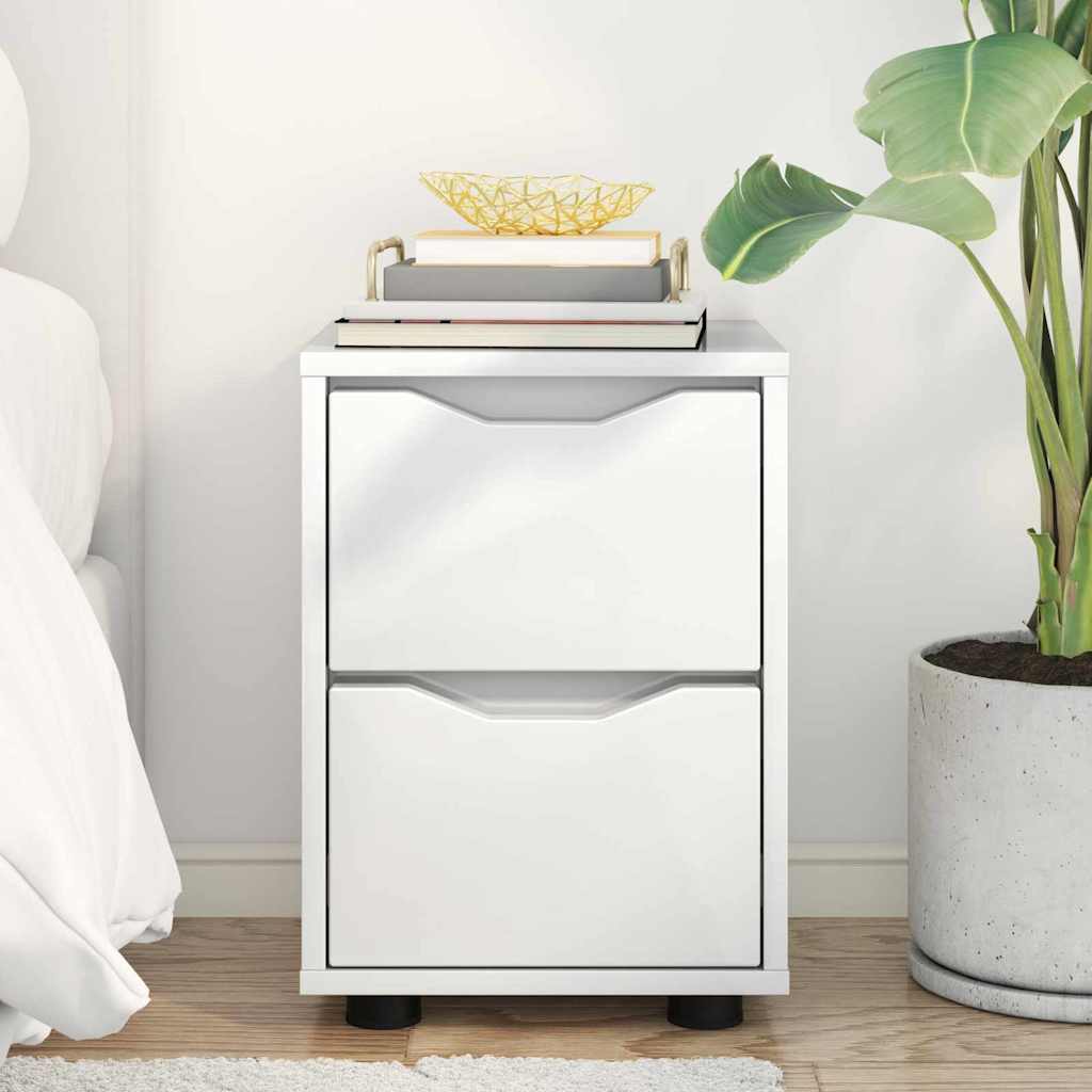 vidaXL Κομοδίνο με συρτάρι Υψηλής γυαλάδας λευκό 30,5 x 30 x 43 εκ