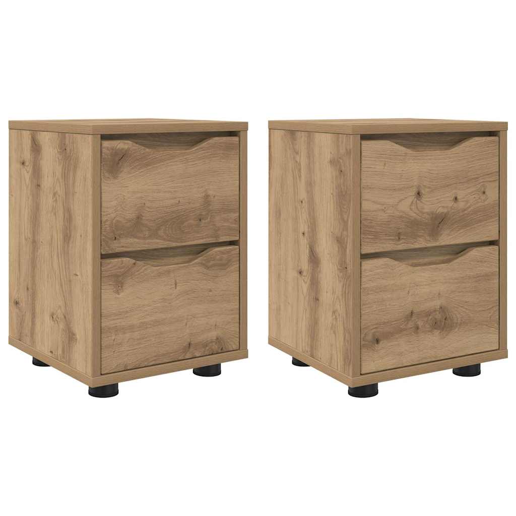 vidaXL Κομοδίνα 2 pcs Artisan Oak 30,5 x 30 x 43 εκ Επεξεργασμένο ξύλο