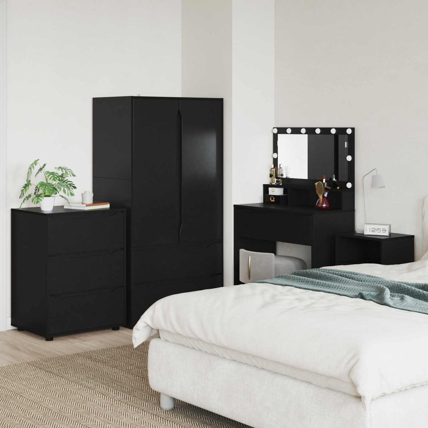vidaXL Ντουλάπι αποθήκευσης 60 x 48 x 81 εκ Επεξεργασμένο Ξύλο Μαύρο