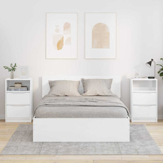 vidaXL Κομοδίνα 2 pcs Υψηλής γυαλάδας λευκό 40 x 30 x 467 εκ