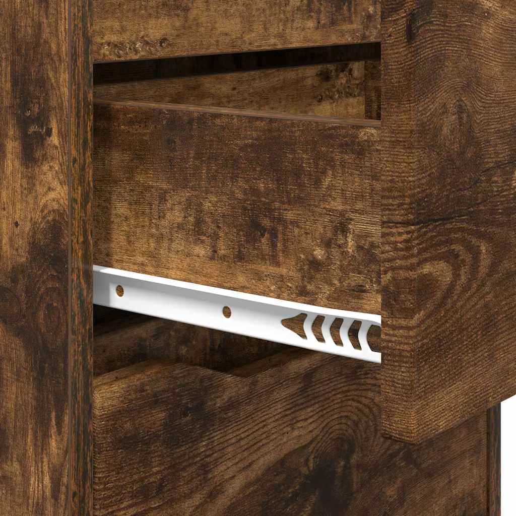 vidaXL Κομοδίνα με συρτάρι 2 pcs Καπνιστό Δρύς 40 x 30 x 467 εκ