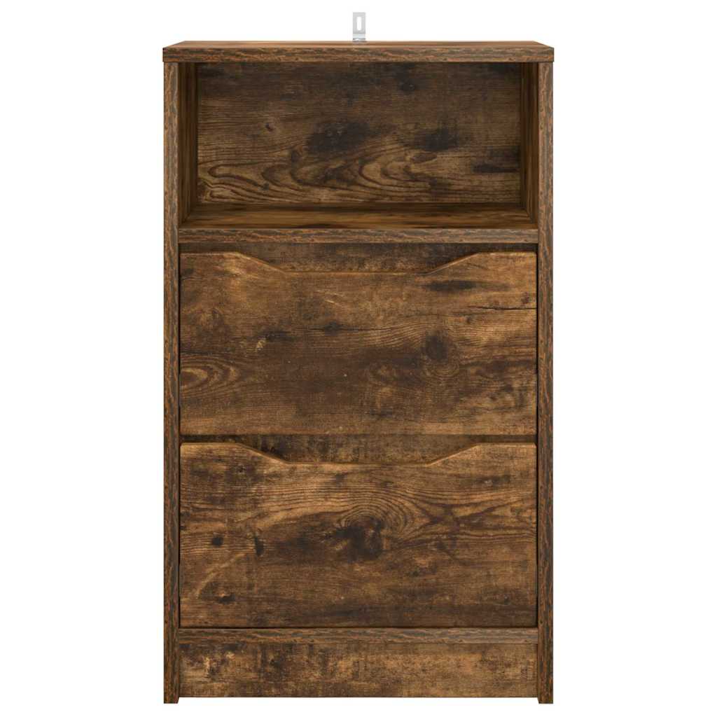vidaXL Κομοδίνα με συρτάρι 2 pcs Καπνιστό Δρύς 40 x 30 x 467 εκ