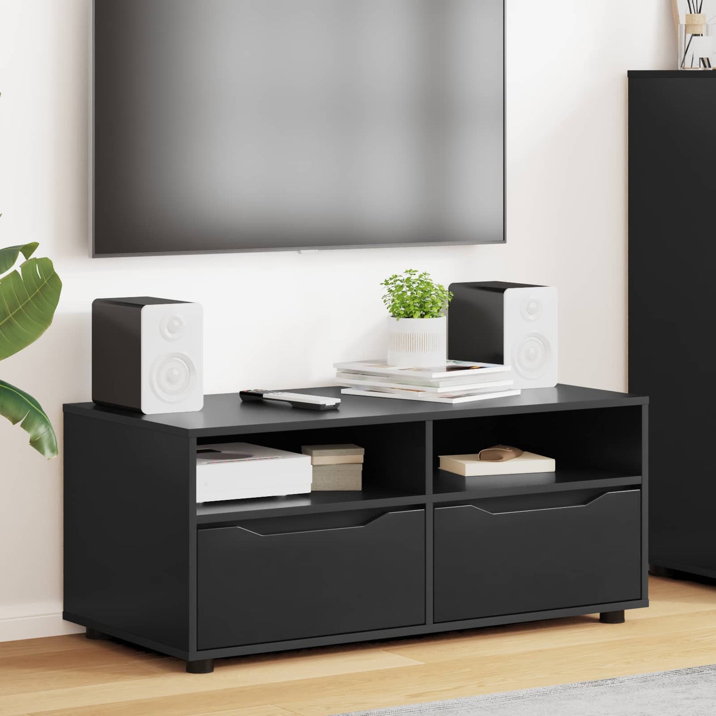 vidaXL Ντουλάπι TV 100 x 48 x 43 εκ. Μαύρο Επεξεργασμένο Ξύλο