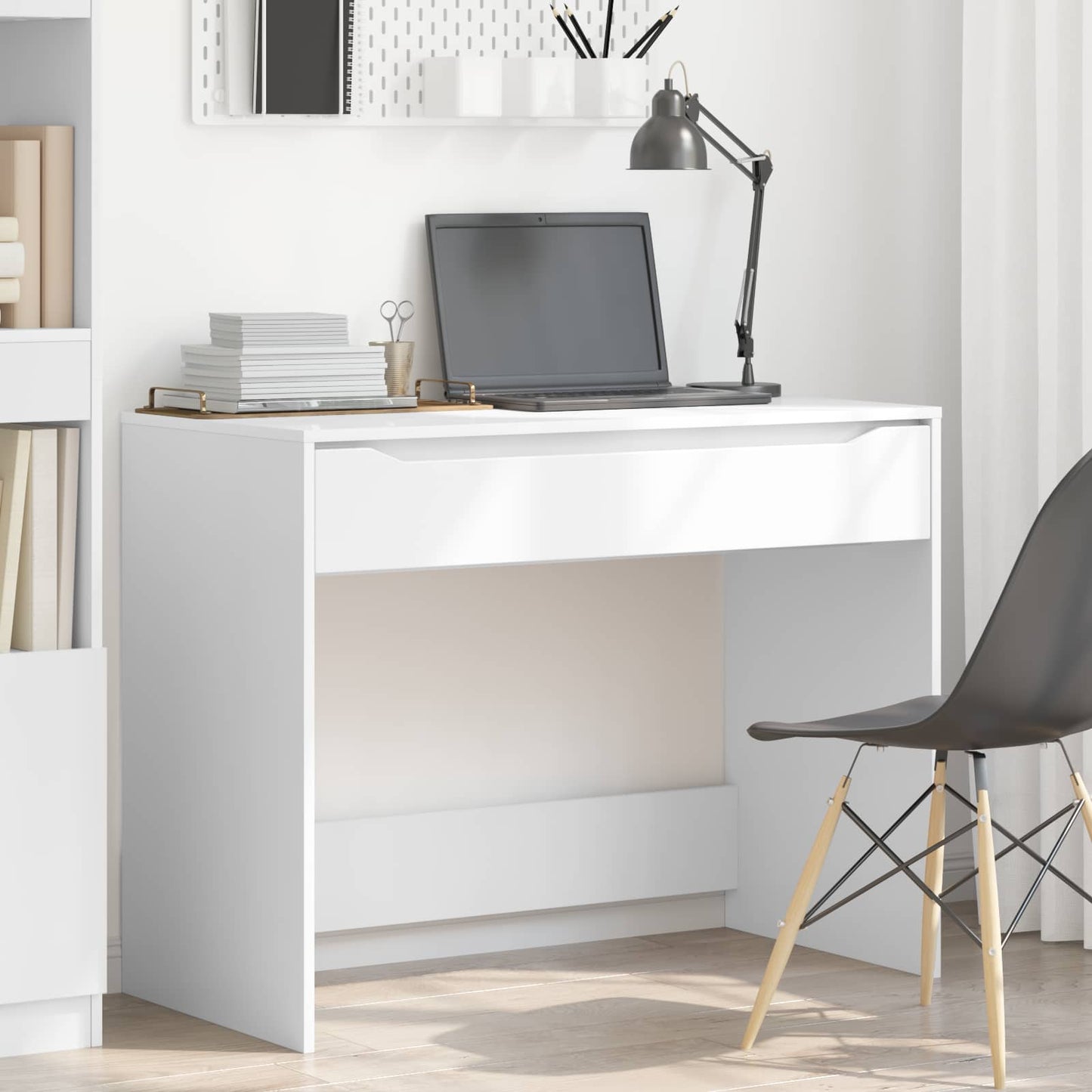 vidaXL Γραφείο Λευκός 100 x 50 x 78 εκ Μηχανικά επεξεργασμένο ξύλο