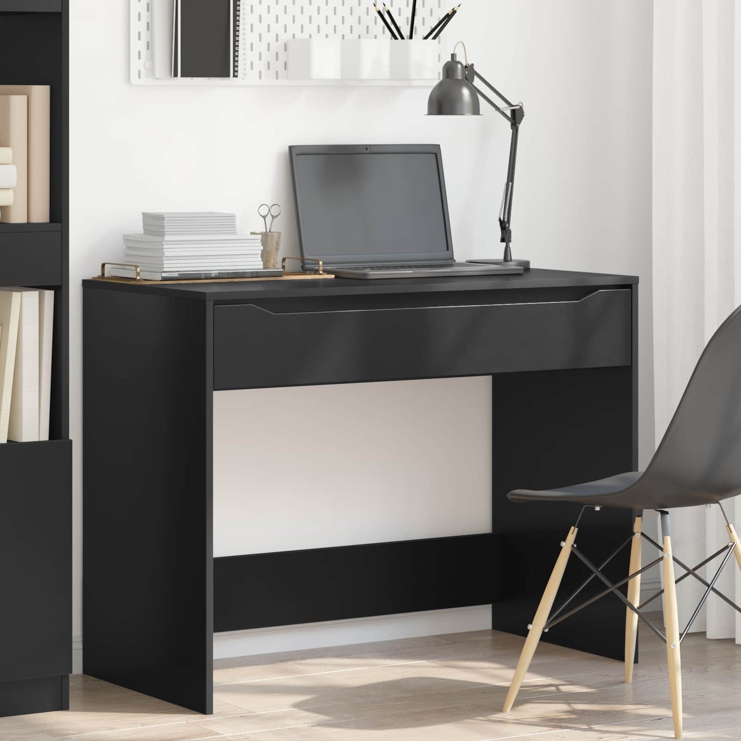 vidaXL Γραφείο Μαύρο 100 x 50 x 78 εκ Μηχανικά επεξεργασμένο ξύλο