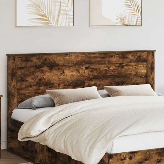 vidaXL Κεφαλάρι με κεφαλάρι Καπνιστό Δρύς 200 cm Επεξεργασμένο ξύλο