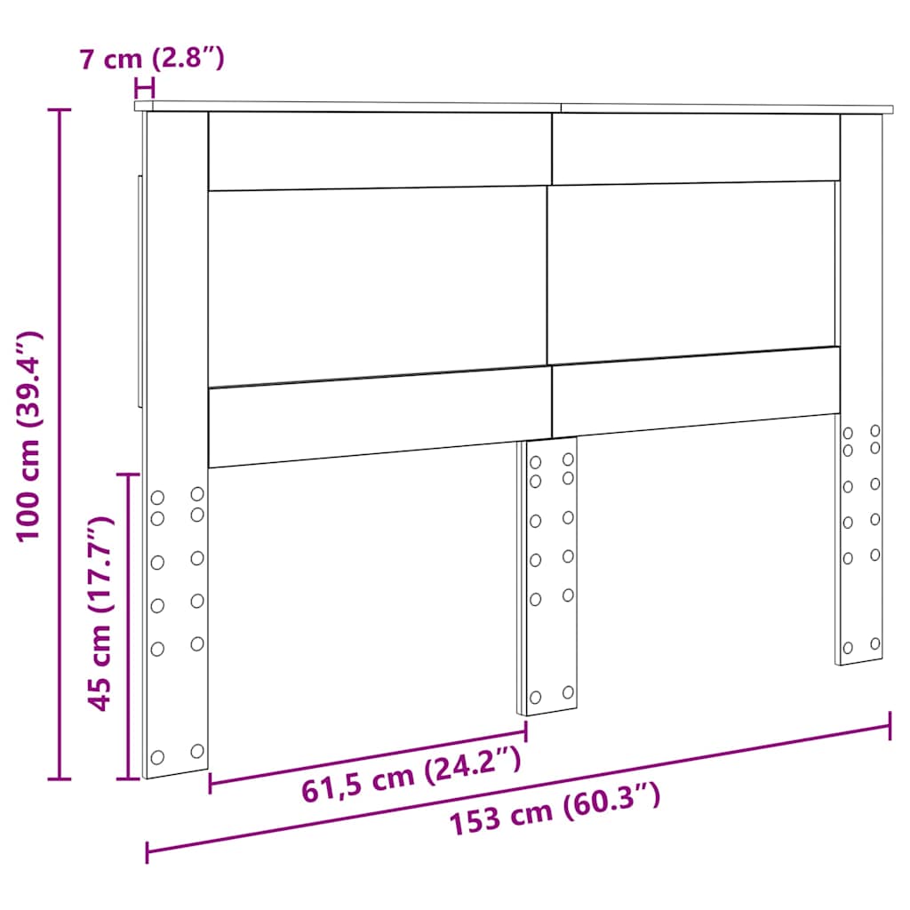 vidaXL Κεφαλάρι με κεφαλάρι Σκυρόδεμα Γκρι 150 cm Επεξεργασμένο ξύλο