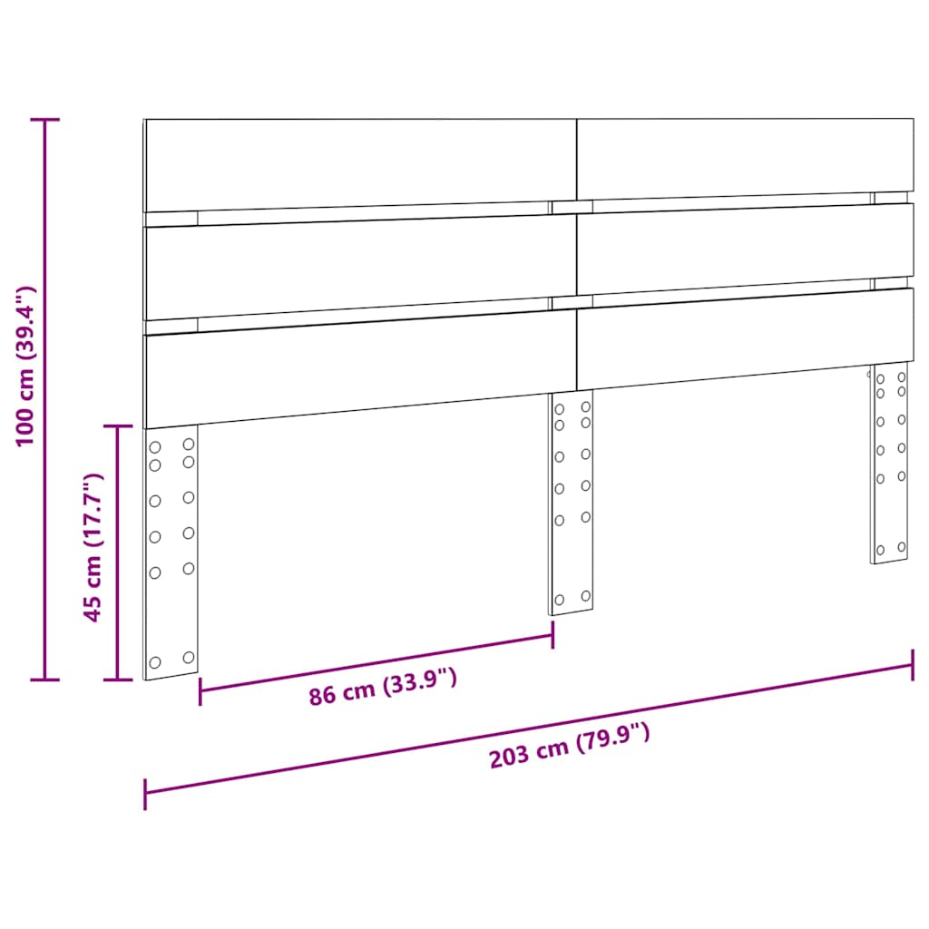 vidaXL Κεφαλάρι με κεφαλάρι Artisan Oak 200 cm Επεξεργασμένο ξύλο