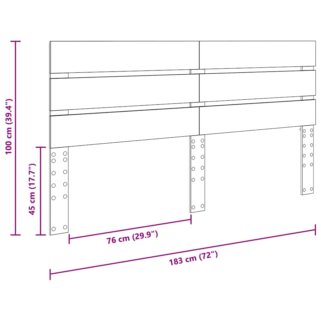vidaXL Κεφαλάρι με κεφαλάρι Καπνιστό Δρύς 180 cm Επεξεργασμένο ξύλο