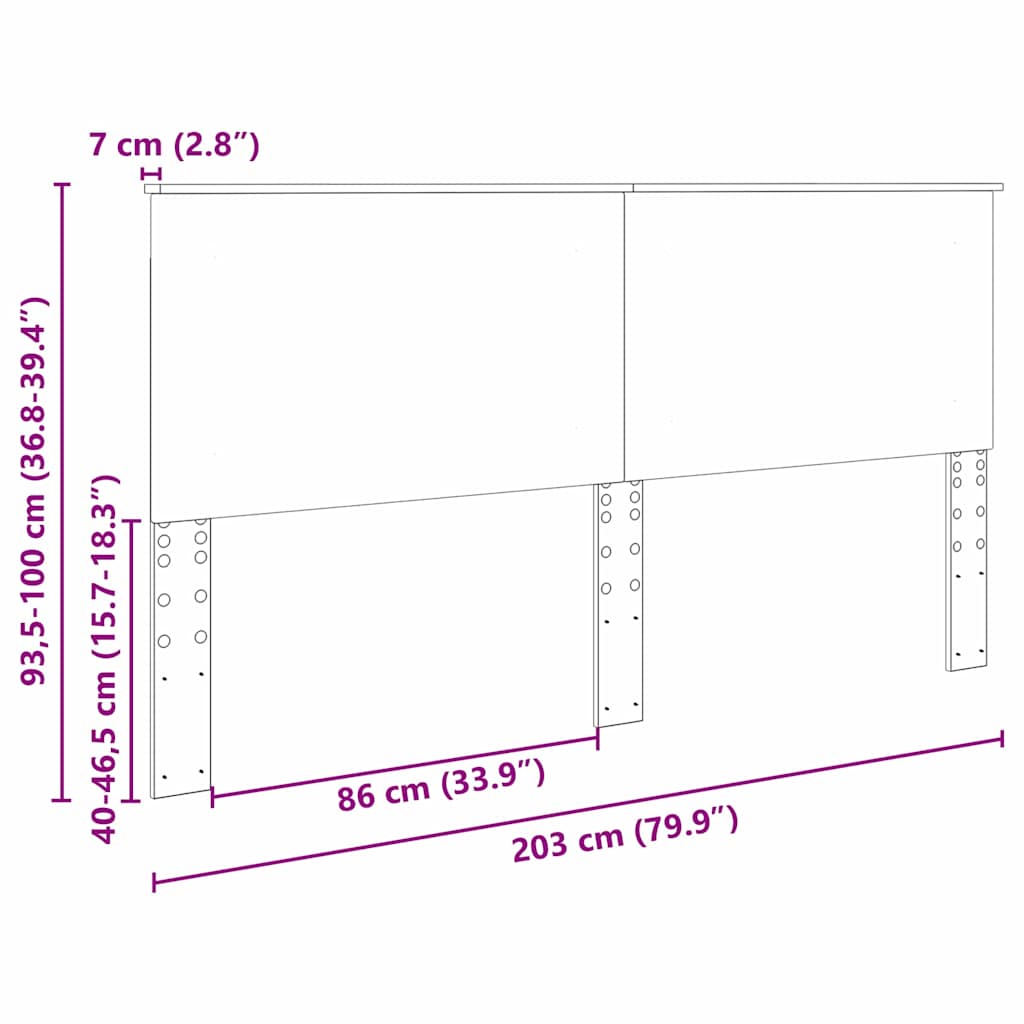 vidaXL Κεφαλάρι με κεφαλάρι Γυαλιστερό Λευκό 200 cm Επεξεργασμένο ξύλο