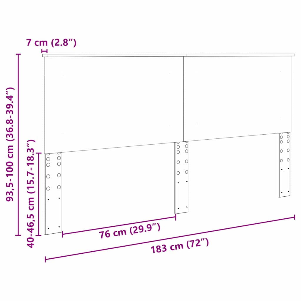 vidaXL Κεφαλάρι με κεφαλάρι Γκρίζο Σονομα 180 cm Επεξεργασμένο ξύλο