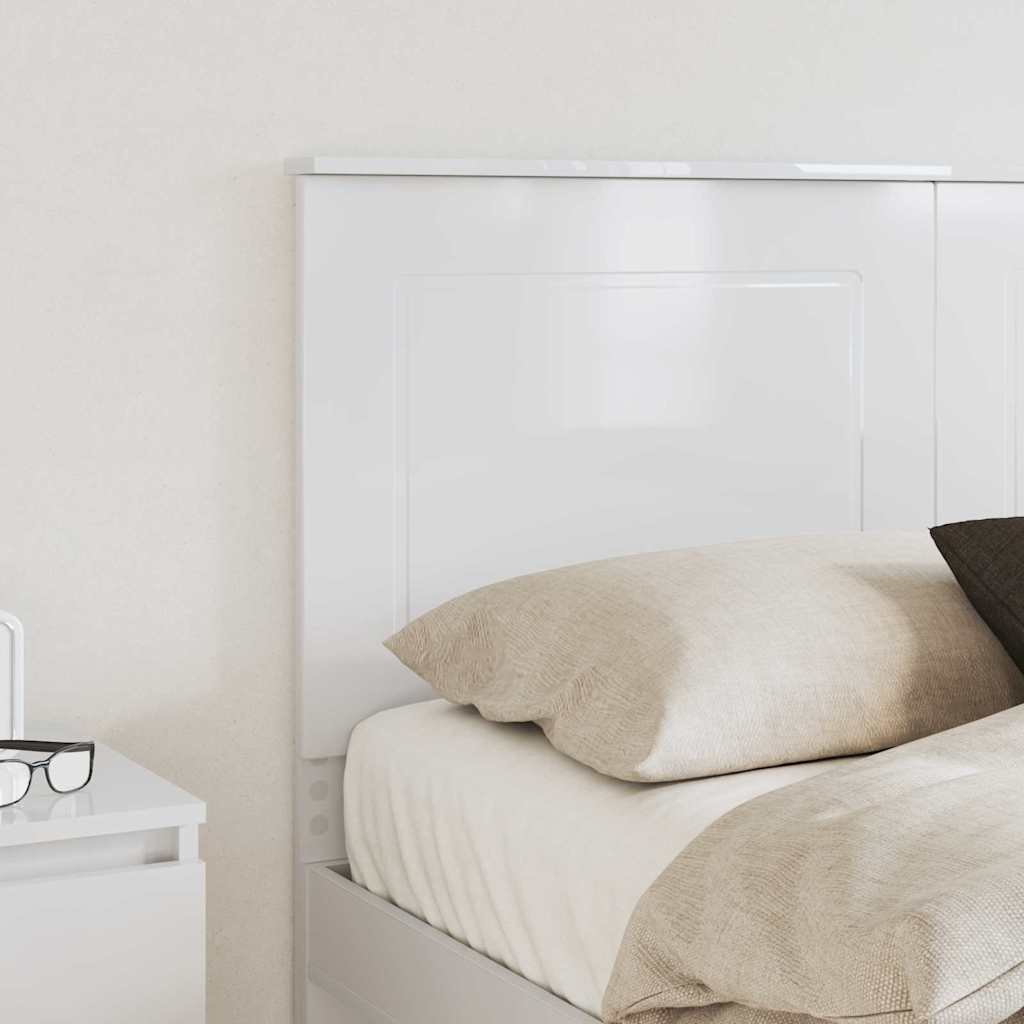 vidaXL Κεφαλάρι με κεφαλάρι Γυαλιστερό Λευκό 140 cm Επεξεργασμένο ξύλο