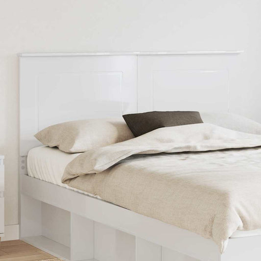 vidaXL Κεφαλάρι με κεφαλάρι Γυαλιστερό Λευκό 140 cm Επεξεργασμένο ξύλο