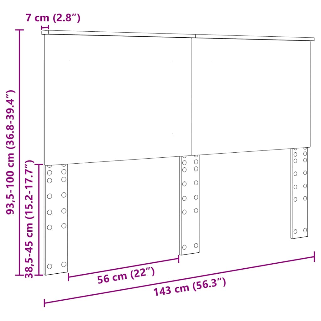 vidaXL Κεφαλάρι με κεφαλάρι Γκρίζο Σονομα 140 cm Επεξεργασμένο ξύλο
