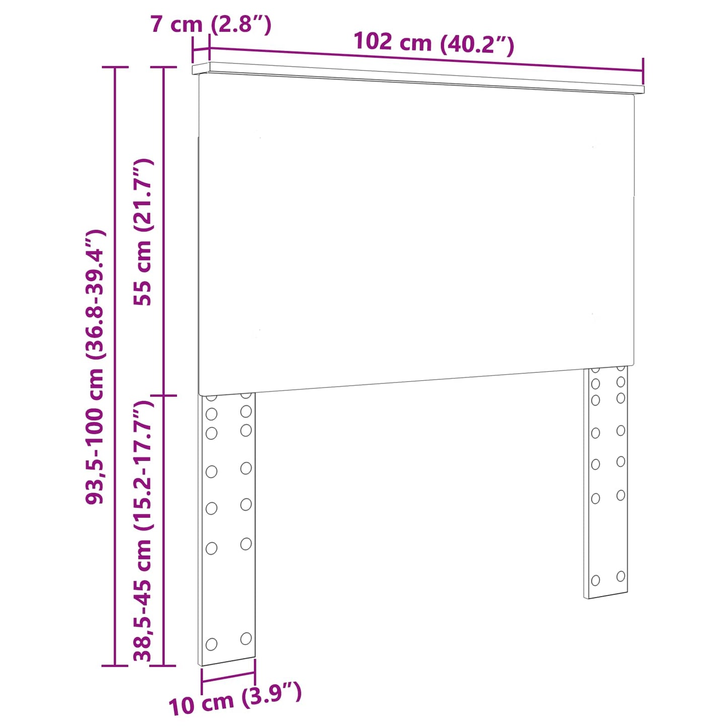 vidaXL Κεφαλάρι Λευκός 100 cm Μηχανικά επεξεργασμένο ξύλο