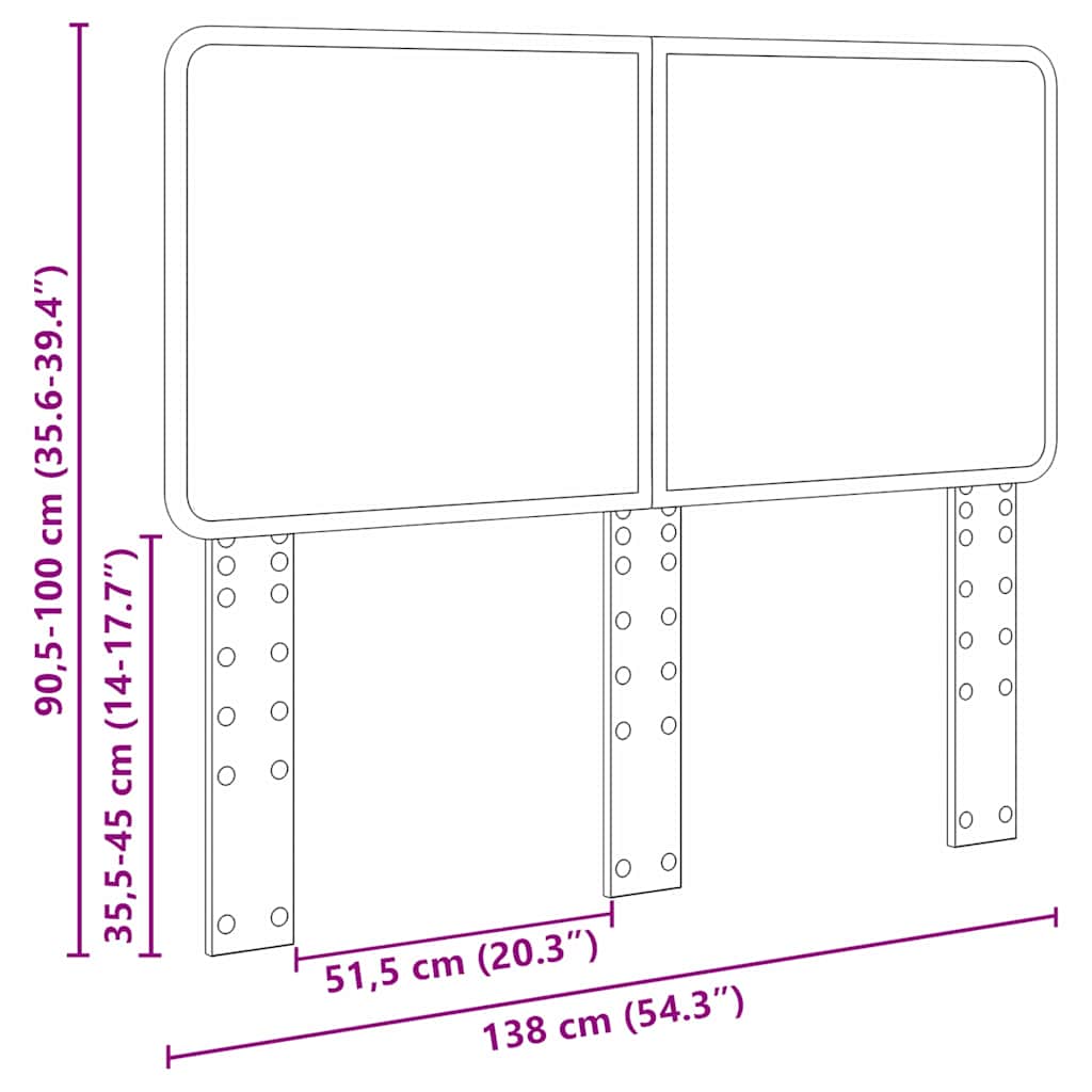 vidaXL Κεφαλάρι με κεφαλάρι Καφέ δρυς 135 cm Επεξεργασμένο ξύλο