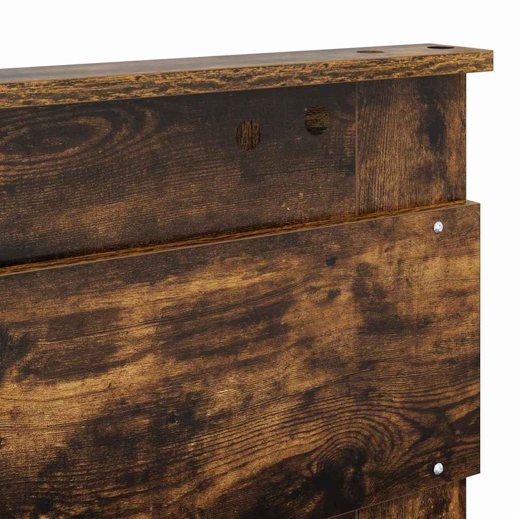 vidaXL Κεφαλάρι με κεφαλάρι Καπνιστό Δρύς 200 cm Επεξεργασμένο ξύλο