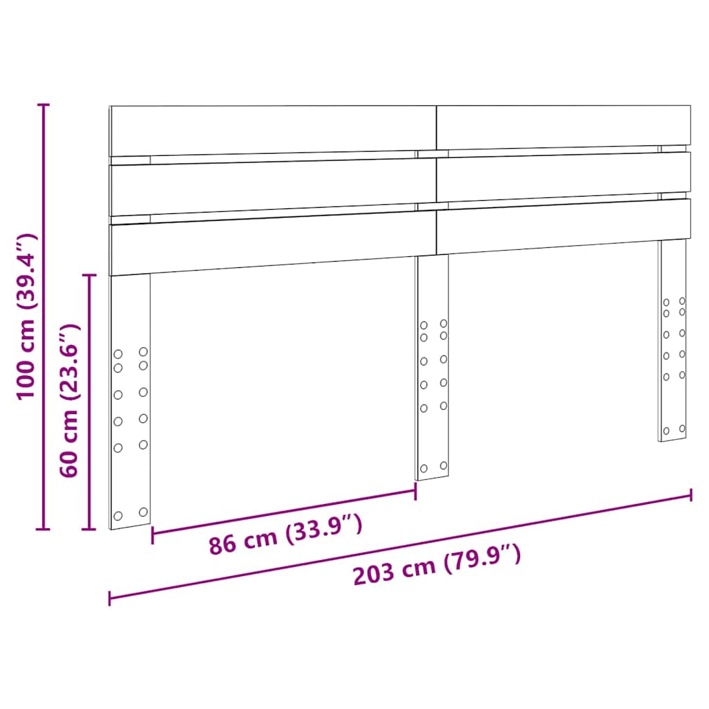 vidaXL Κεφαλάρι με κεφαλάρι Σκυρόδεμα Γκρι 200 cm Επεξεργασμένο ξύλο