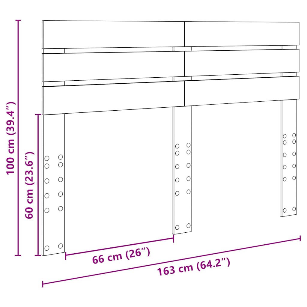 vidaXL Κεφαλάρι με κεφαλάρι Μαύρη Οξυά 160 cm Επεξεργασμένο ξύλο