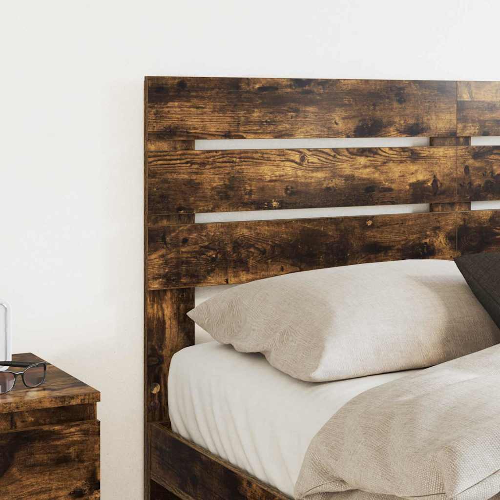 vidaXL Κεφαλάρι με κεφαλάρι Καπνιστό Δρύς 120 cm Επεξεργασμένο ξύλο