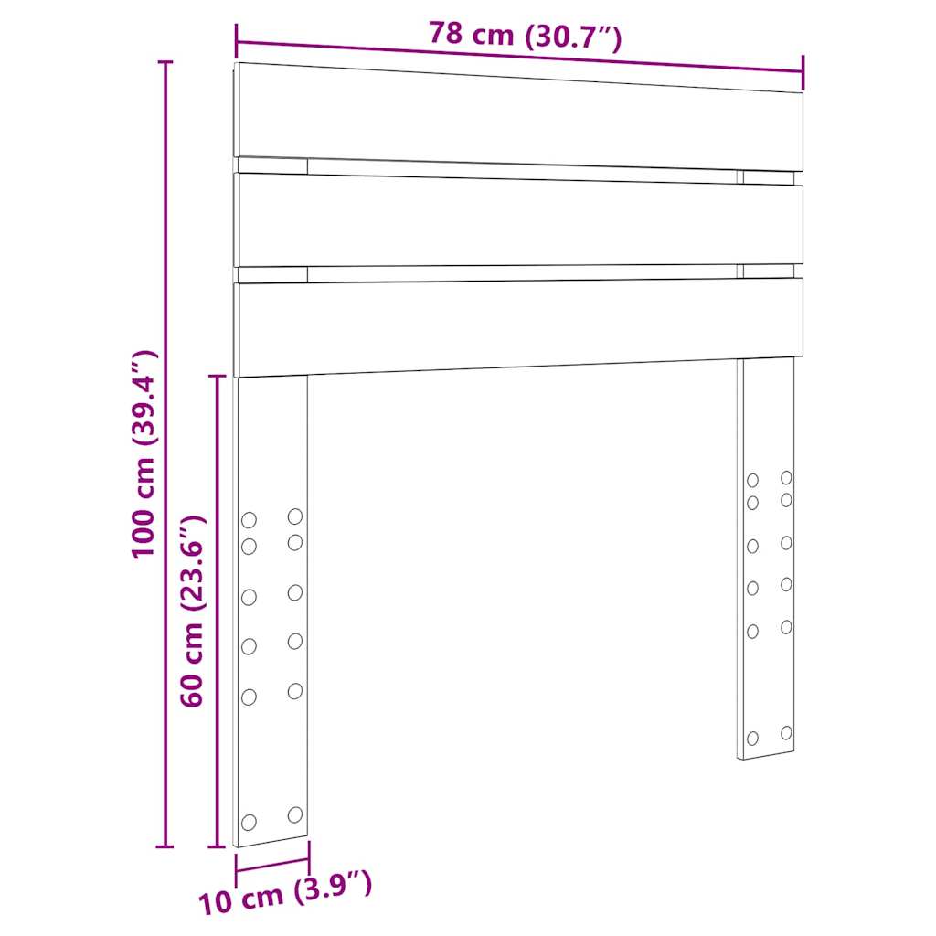 vidaXL Κεφαλάρι με κεφαλάρι Σκυρόδεμα Γκρι 75 cm Επεξεργασμένο ξύλο