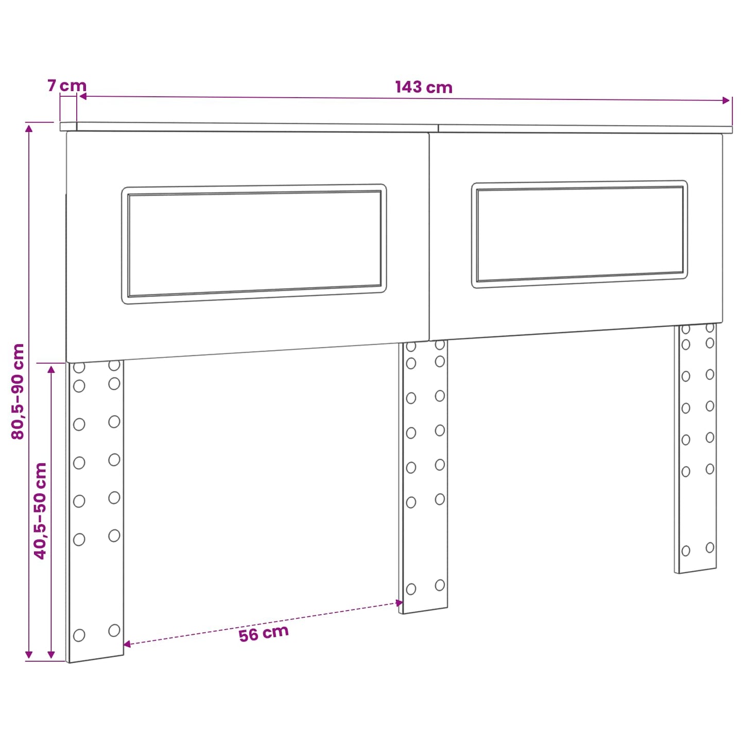 vidaXL Κεφαλάρι με κεφαλάρι Λευκό 140 cm Επεξεργασμένο ξύλο