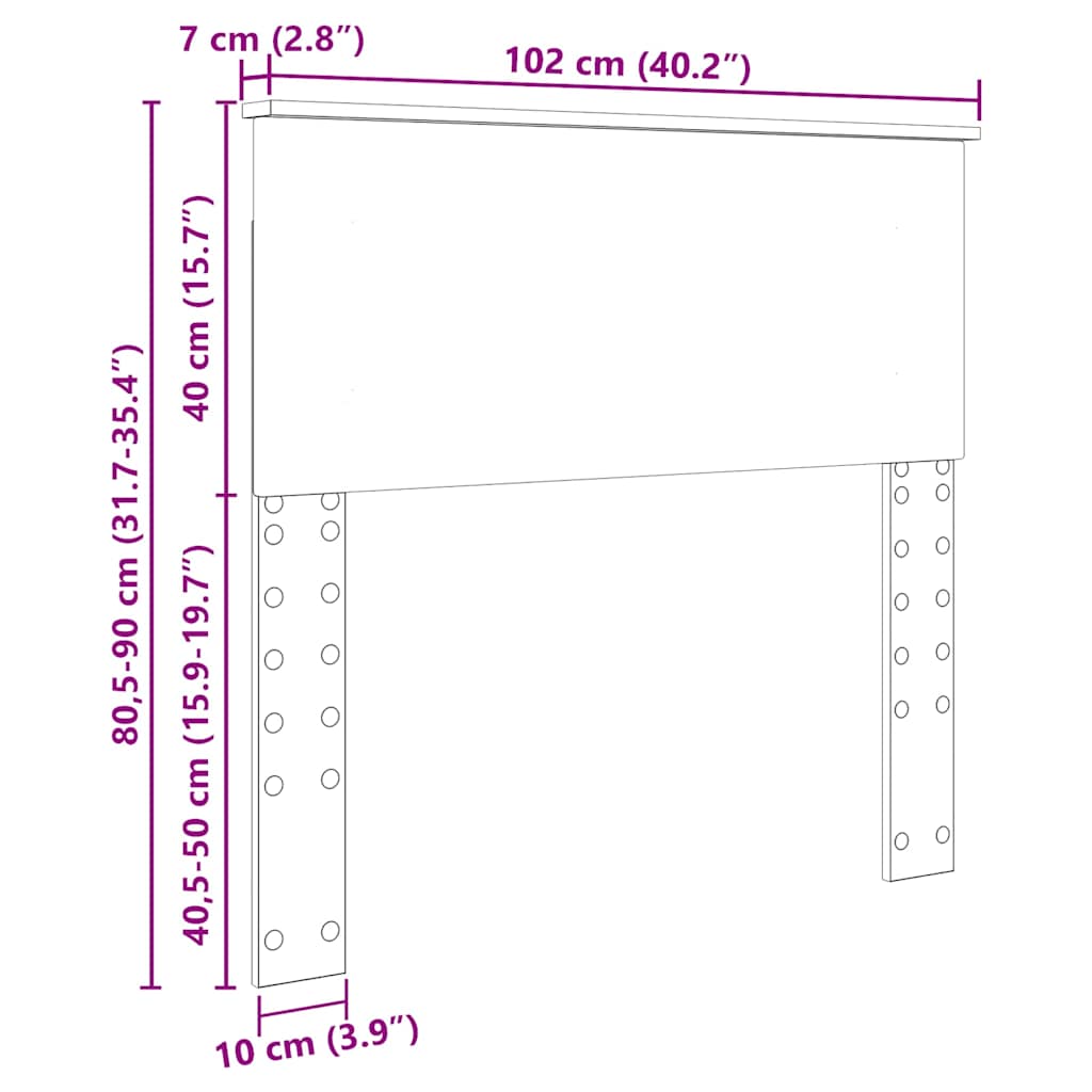 vidaXL Κεφαλάρι με κεφαλάρι Γκρίζο Σονομα 100 cm Επεξεργασμένο ξύλο