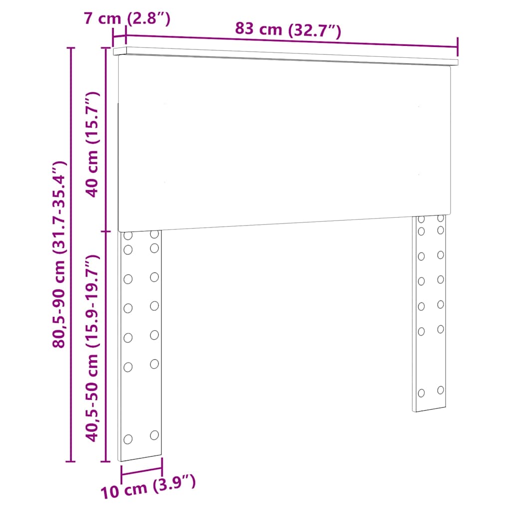 vidaXL Κεφαλάρι με κεφαλάρι Καπνιστό Δρύς 80 cm Επεξεργασμένο ξύλο
