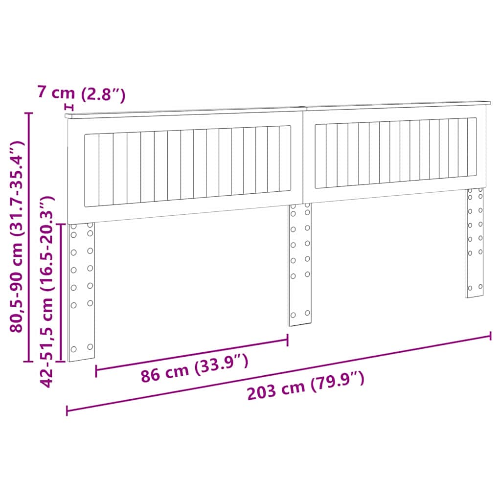 vidaXL Κεφαλάρι με κεφαλάρι Καφέ δρυς 200 cm Επεξεργασμένο ξύλο
