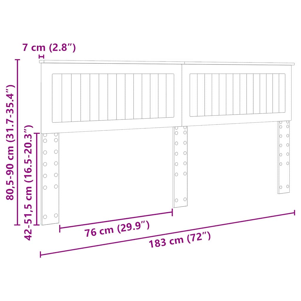 vidaXL Κεφαλάρι με κεφαλάρι Artisan Oak 180 cm Επεξεργασμένο ξύλο