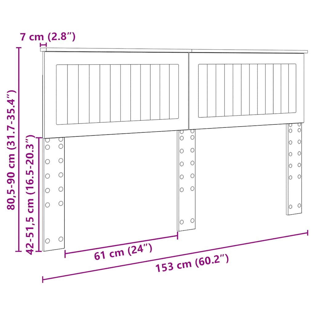 vidaXL Κεφαλάρι με κεφαλάρι Artisan Oak 150 cm Επεξεργασμένο ξύλο
