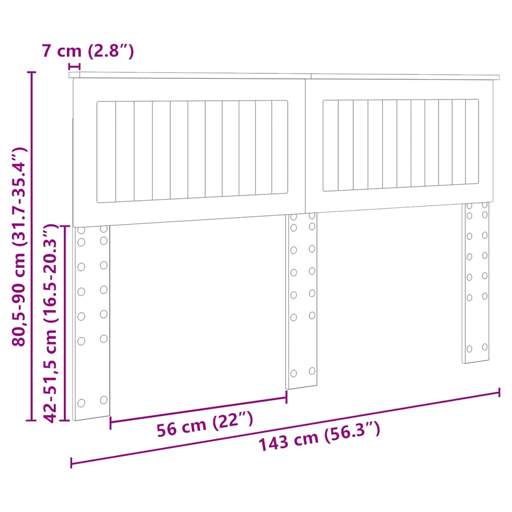vidaXL Κεφαλάρι με κεφαλάρι Λευκό 140 cm Επεξεργασμένο ξύλο