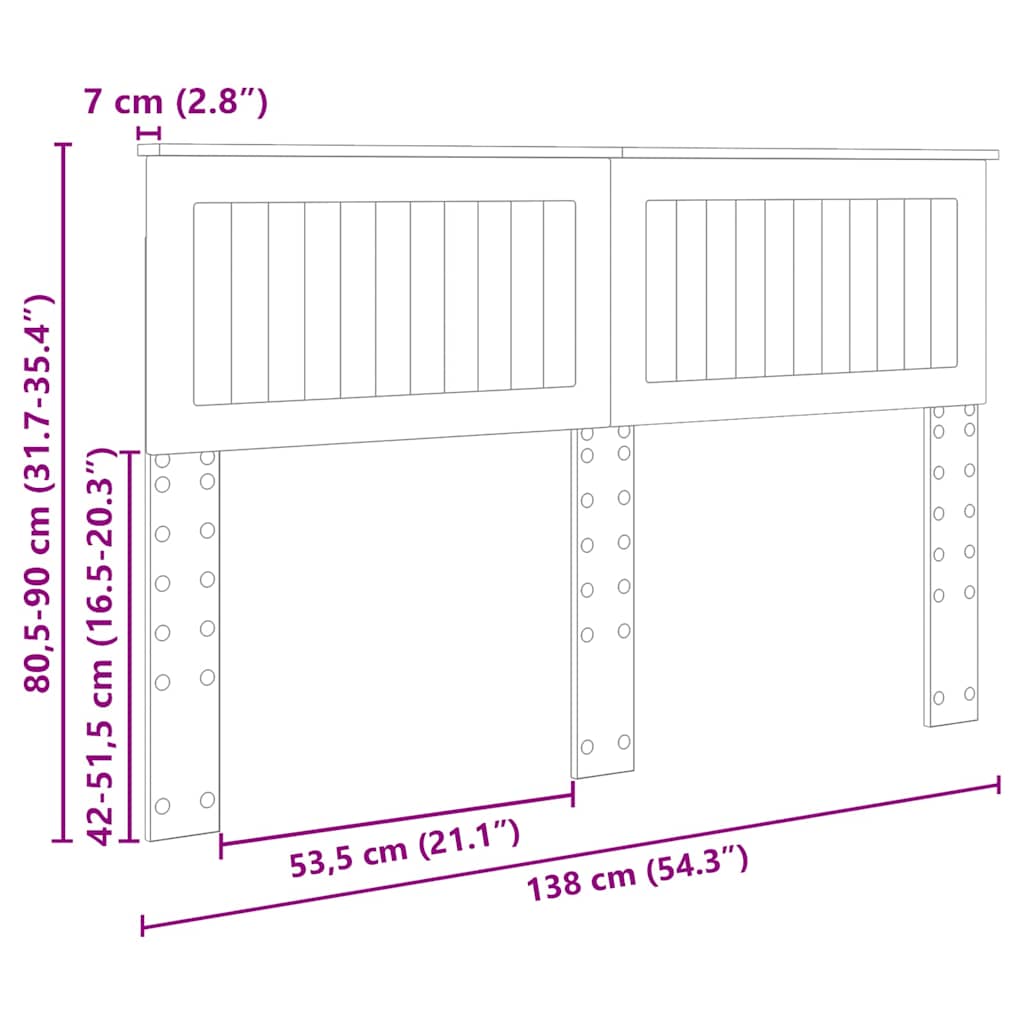 vidaXL Κεφαλάρι με κεφαλάρι Καπνιστό Δρύς 135 cm Επεξεργασμένο ξύλο