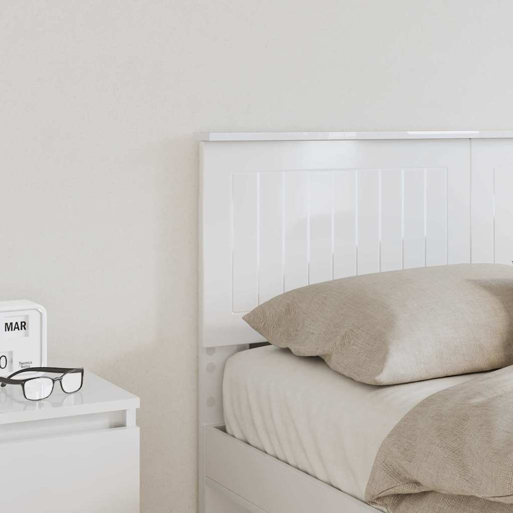 vidaXL Κεφαλάρι με κεφαλάρι Λαμπερό Λευκό 120 cm Επεξεργασμένο ξύλο