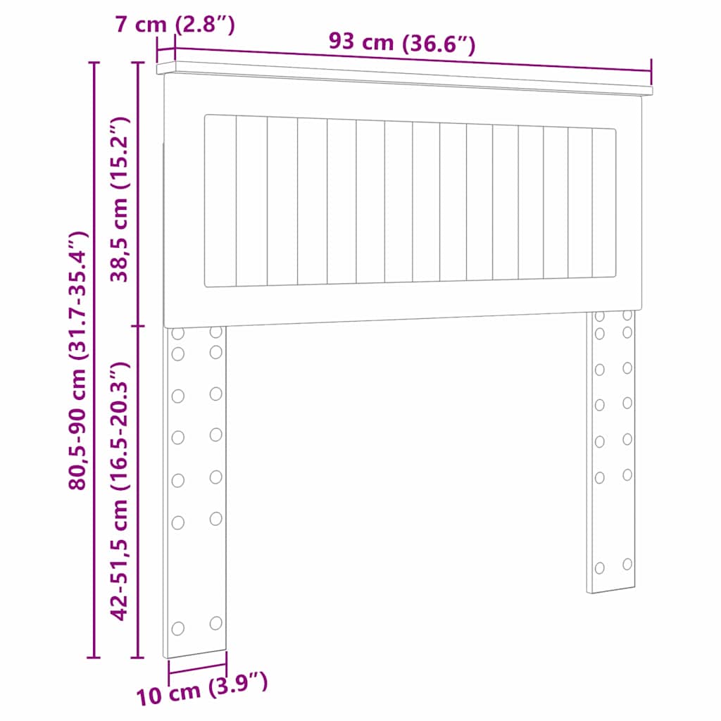 vidaXL Κεφαλάρι με κεφαλάρι Λαμπερό Λευκό 90 cm Επεξεργασμένο ξύλο