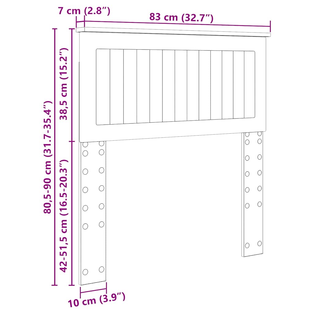 vidaXL Κεφαλάρι με κεφαλάρι Καπνιστό Δρύς 80 cm Επεξεργασμένο ξύλο