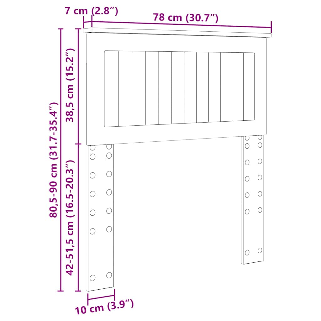 vidaXL Κεφαλάρι με κεφαλάρι Δρύς Sonoma 75 cm Επεξεργασμένο ξύλο