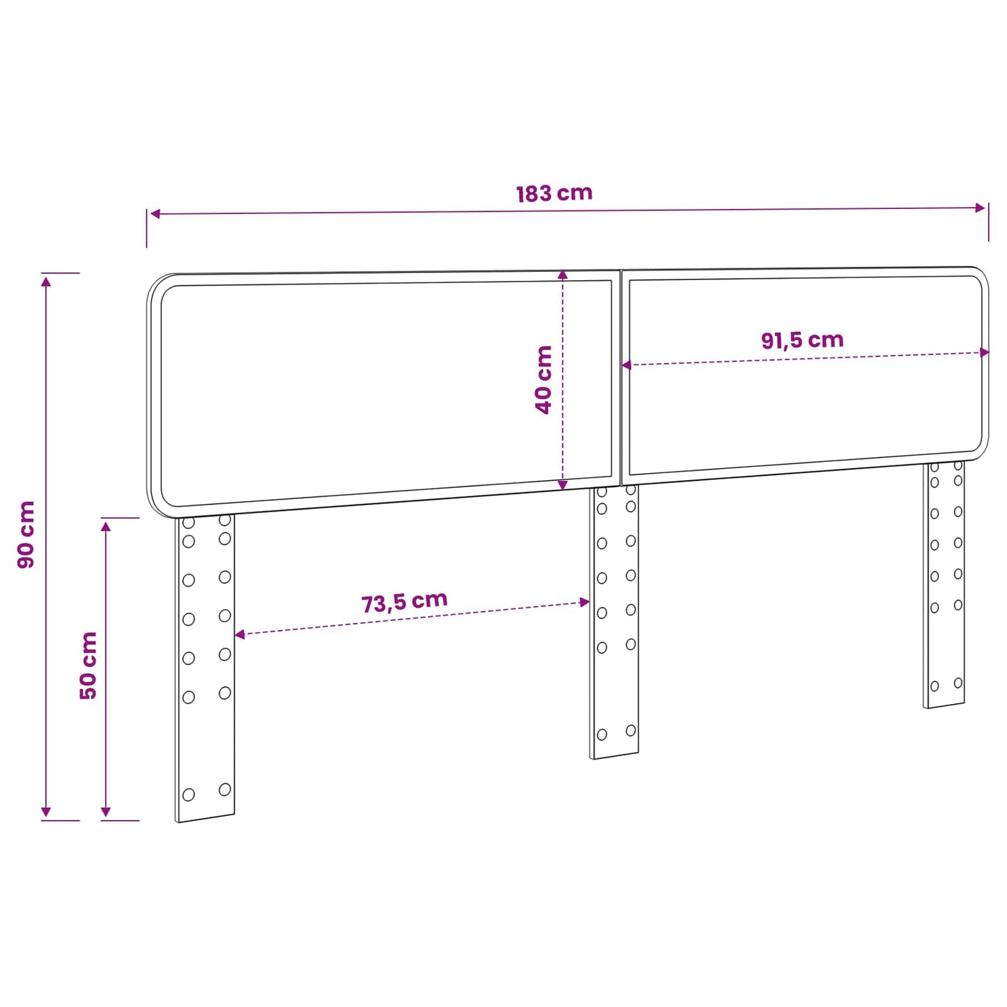 vidaXL Κεφαλάρι με κεφαλάρι Σκυρόδεμα Γκρι 180 cm Επεξεργασμένο ξύλο